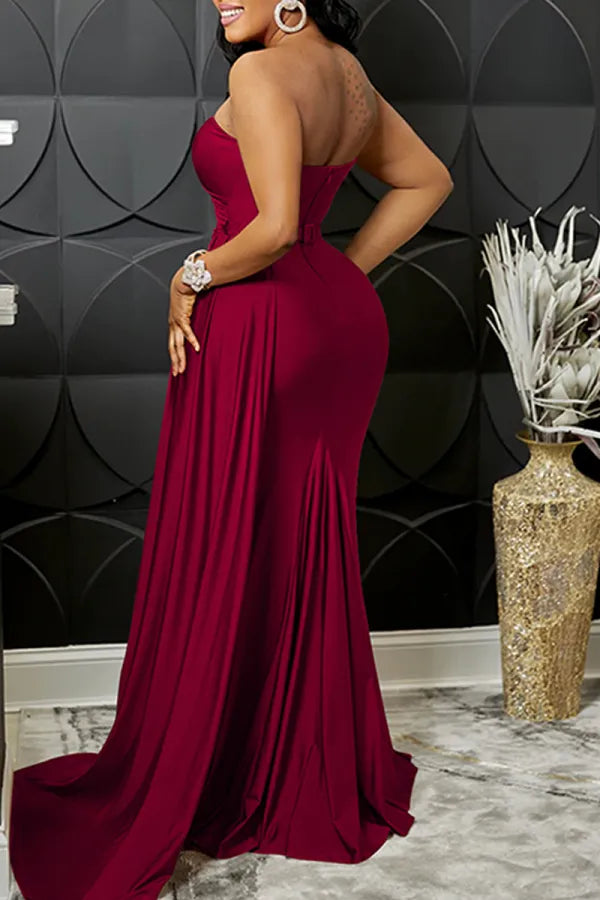 One Shoulder Slim Fit Evening Maxi Dress