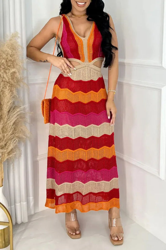 A Line Knit Maxi Tank Dresses
