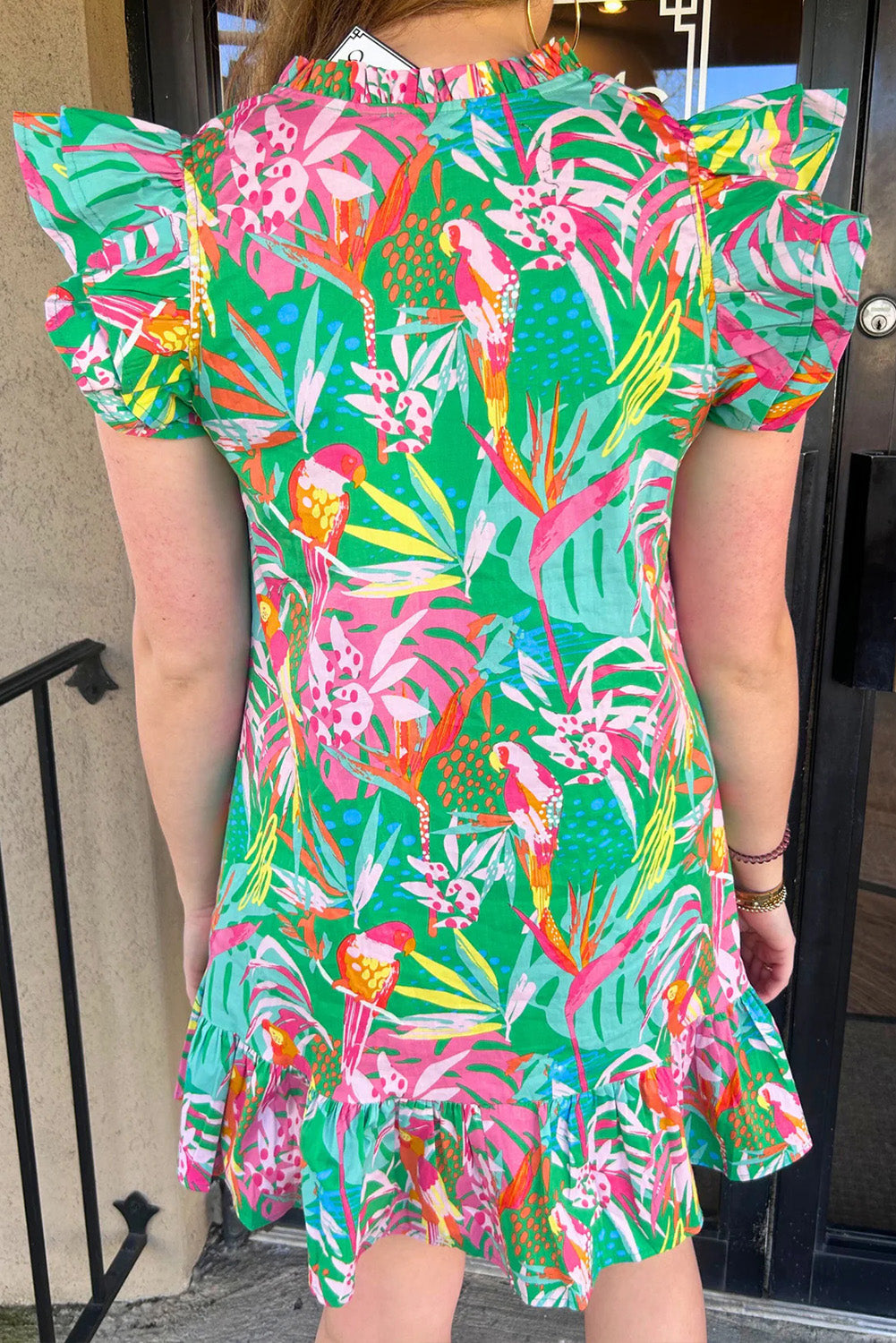 Pink Button Abstract Mini Dress