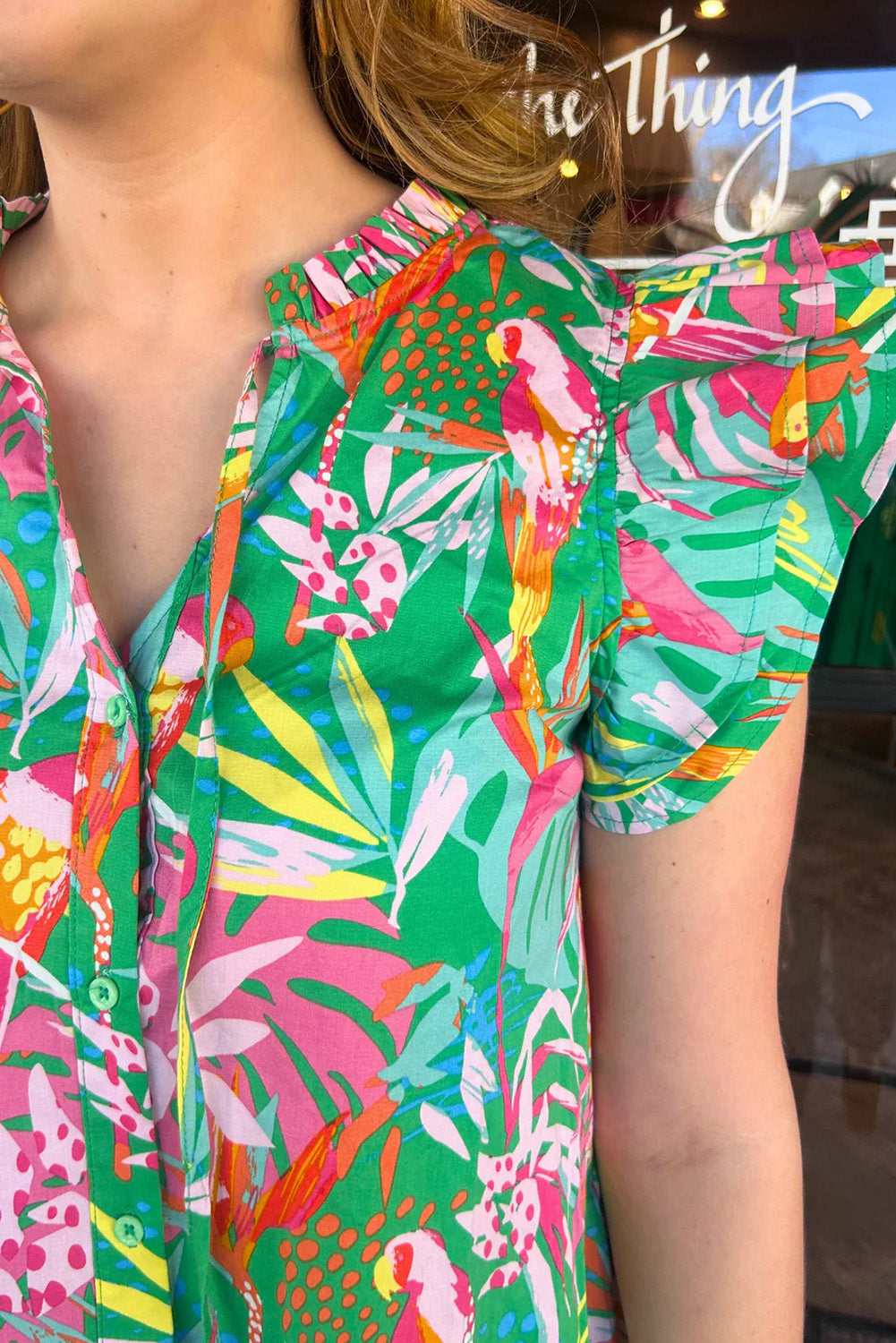 Pink Button Abstract Mini Dress
