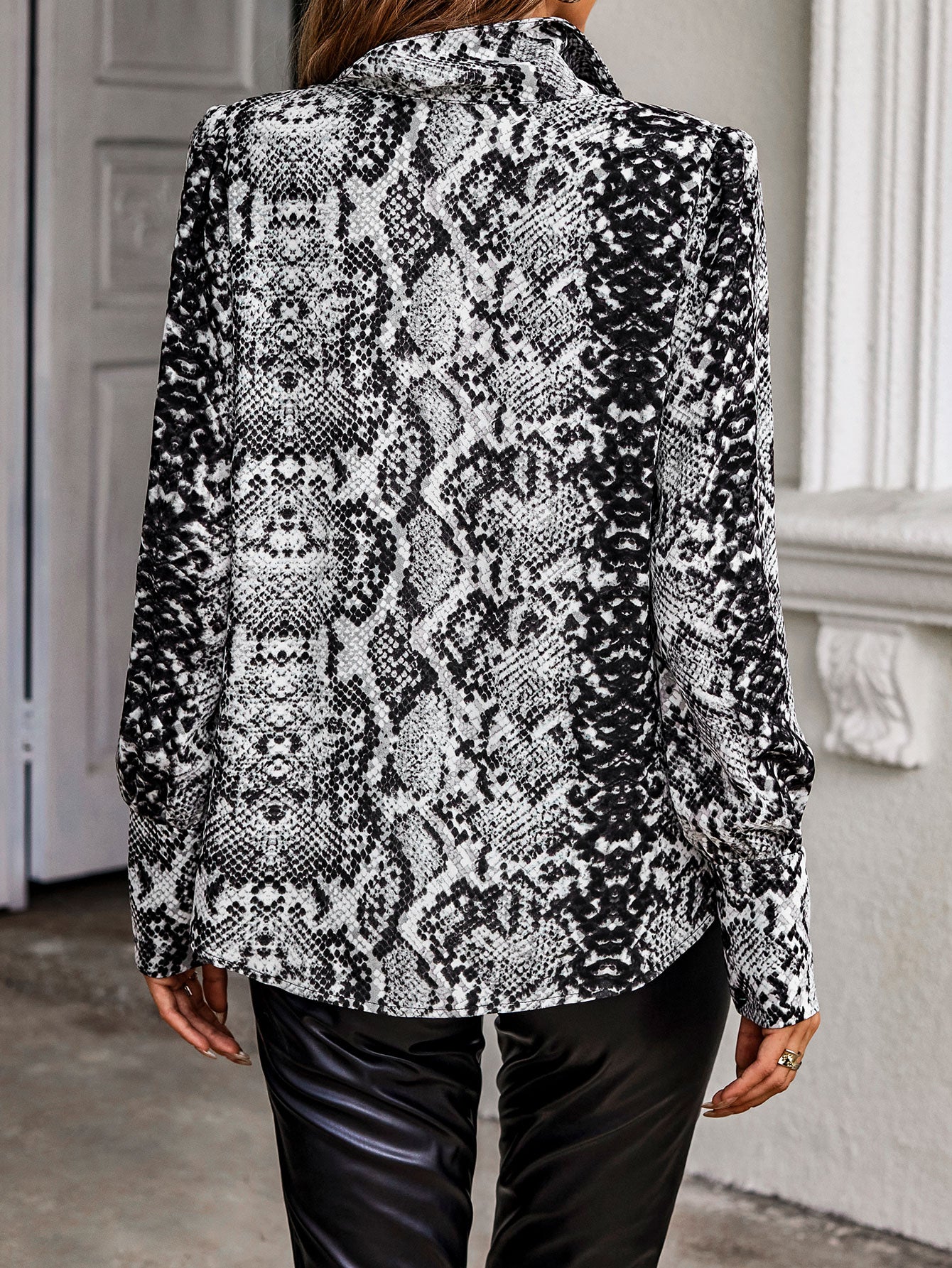 Snakeskin Print Button Front Shirt